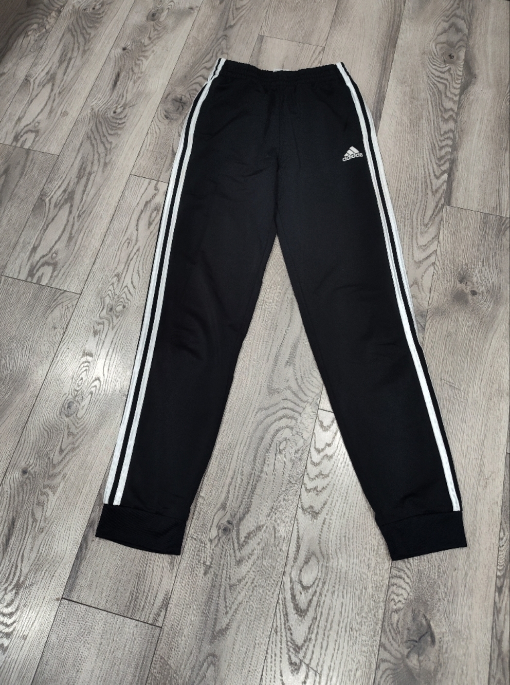 adidas Black Joggers with White Side Stripes - Kids